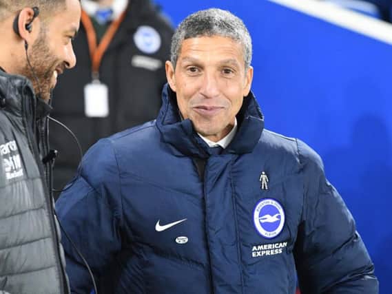 Chris Hughton on the sideline ahead of Brighton & Hove Albion's FA Cup with Crystal Palace
