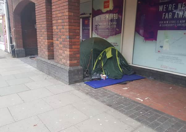 A tent in Southgate, Chichester city centre