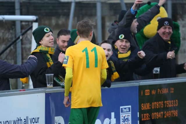 Darren Boswell nets Horsham's winner against VCD Athletic on Saturday. Picture by John Lines