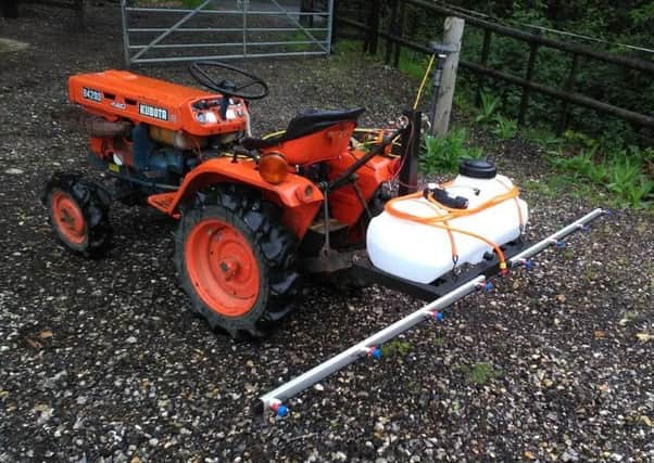 The red Kubota B4200 stolen from a field in Hambrook