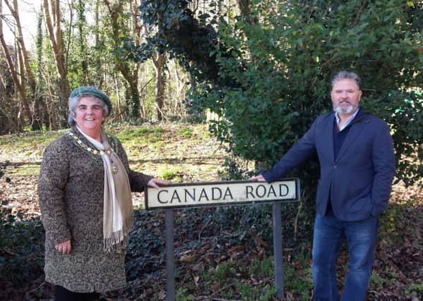 Mayor Angela Standing and councillor James Stewart in Canada Road in Arundel, which would see its speed limit reduced