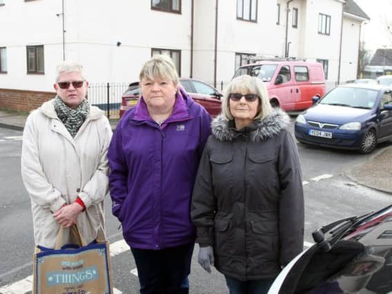 Concerned residents Cathy Beech, Wanda Tandy and Daphne Cox in Gloucester Place, Littlehampton