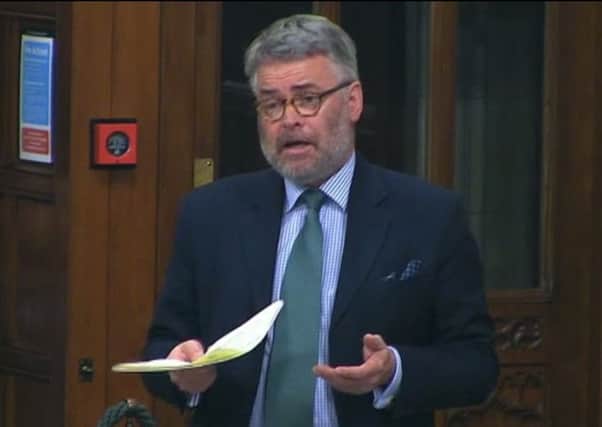 Tim Loughton, East Worthing and Shoreham MP, speaking in Westminster Hall on the need for families of the Shoreham Airshow crash victims to be able to access legal aid (photo from Parliament.tv).