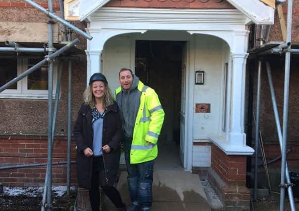Fiona Macleod, Stonepillows joint interim CEO, with a builder at what will be a new 14-bed homeless hostel in Ellasdale Road, Bognor. A fundraising appeal to raise Â£98,000 to make it 24-hour has been launched