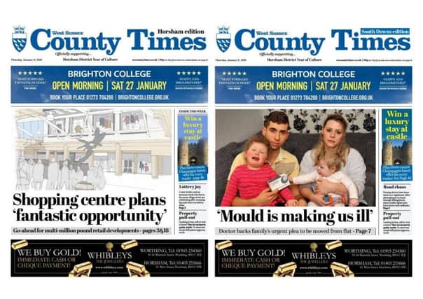 Front pages of the West Sussex County Times (Thursday January 11 edition)