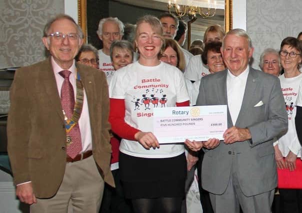 Battle Rotary Club donating ?500 to Battle Community Singers as a contribution towards the cost of the choirs participation in the Festival of Choirs at Stratford in March. SUS-180116-151152001