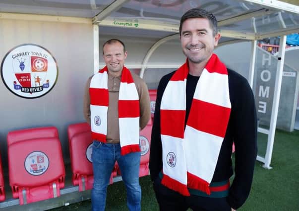 New Crawley Town Head Coach Harry Kewell (R) with Assistant Coach Warren Feeney. 26 May 2017 SUS-170623-093545001