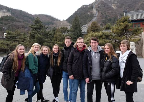 Collyer's students at the Great Wall of China. Picture by Kelly Bathgate SUS-180602-111149001