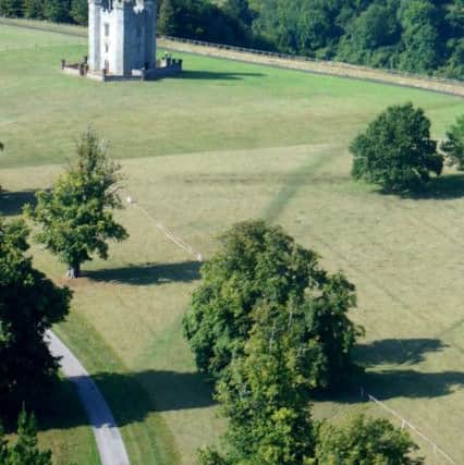 Arundel park and Hiorne Tower as seen from a helicopter, 2013