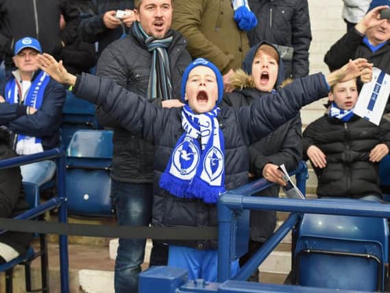 Brighton fans pictured at the Hawthorns yesterday. Picture by Phil Westlake (PW Sporting Photography)