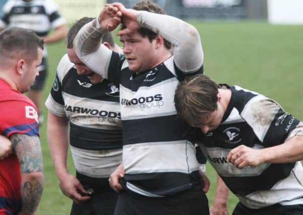 Ollie Coombe-Tennant (centre) has been out with concussion. DM171143a.jpg. Rugby: Pulborough v Aylesford Bulls. Photo by Derek Martin