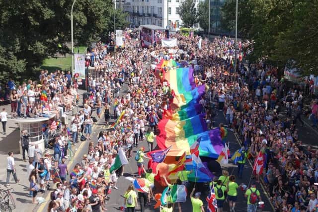 Brighton Pride parade (Photograph: Eddie Mitchell) SUS-170708-123407001