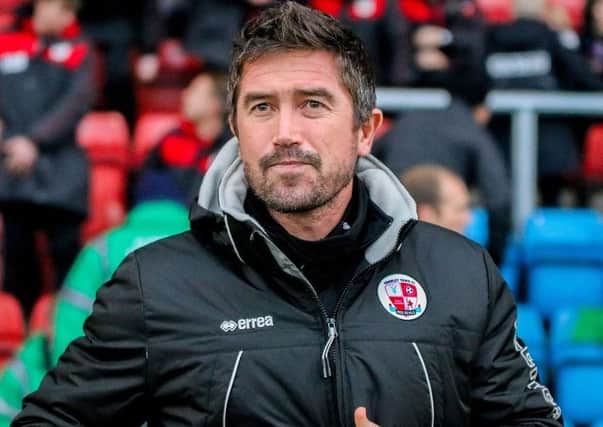 Crawley Town head coach Harry Kewell.
Picture courtesy of Crewe Alexandra SUS-171219-095100002