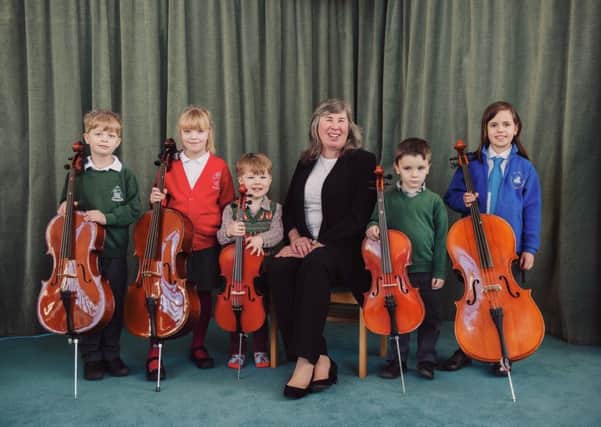Cassius Morgan, Florence Kirsten , Ethan Tyler -Tarrant,  Jack Palmer and Rosie Horne with Stringbabies founder Kay Tucker SUS-180123-093107001