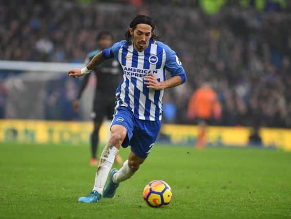 Ezequiel Schelotto had two penalty appeals waved away in the first half against Chelsea this afternoon. Picture by Phil Westlake (PW Sporting Photography)