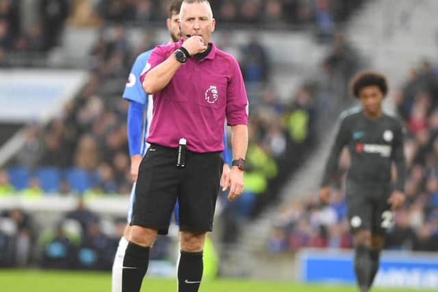 Referee Jonathan Moss turned down two Brighton penalty appeals. Picture by Phil Westlake (PW Sporting Photography)
