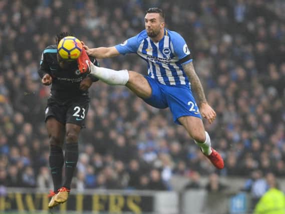 Shane Duffy challenges Michy Batshuayi. Picture by Phil Westlake (PW Sporting Photography)