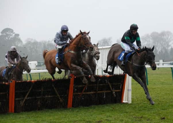 Lisp (grey silks) on the way to winning Sunday's opener / Picture by Clive Bennett