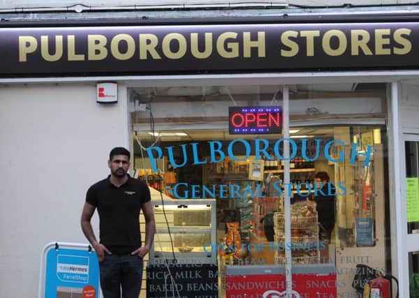 Saagar Patel outside Pulborough Stores
