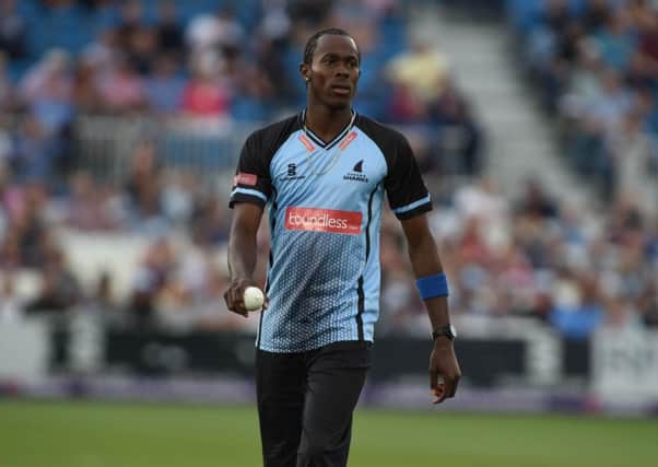 Jofra Archer. Sussex v Hants. Picture by PW Sporting Photography SUS-170713-073303001