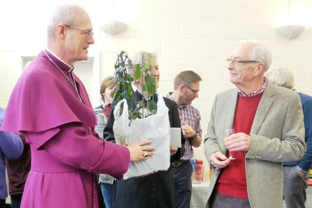 The Bishop of Horsham, the Right Rev Mark Sowerby, with Raise the Roof project manager Martin Leigh-Pollitt