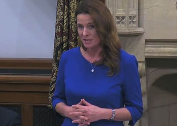 Chichester MP Gillian Keegan speaking during a Westminster Hall debate on patient travel times for cancer treatment (photo from Parliament.tv).