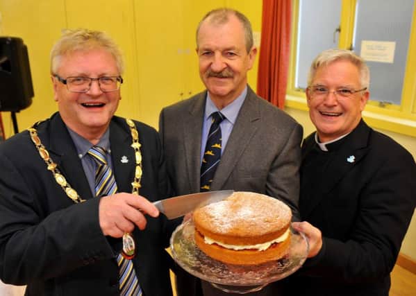 Town mayor Jim Knight, chairman of Know Dementia Alex Morrison-Cowan and Father Chris Brading of St Richard's Church. Picture: Steve Robards