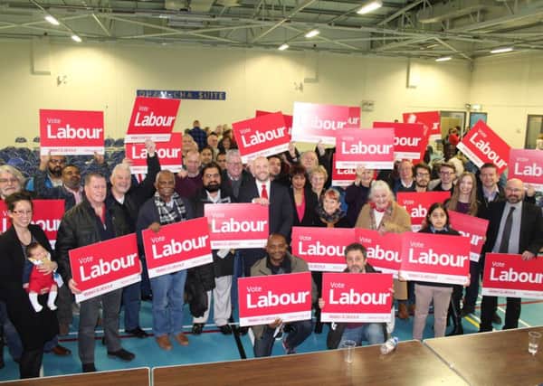 Peter Lamb, celebrates with Crawley Labour members after being picked as their prospective parliamentary candidate (photo submitted).