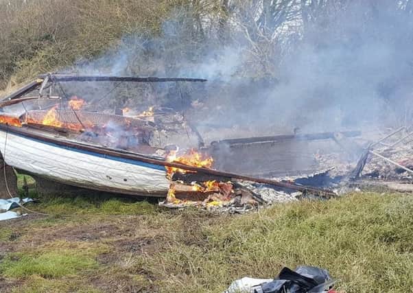 The 24ft boat well alight. Picture: Selsey Coastguard Team/Facebook