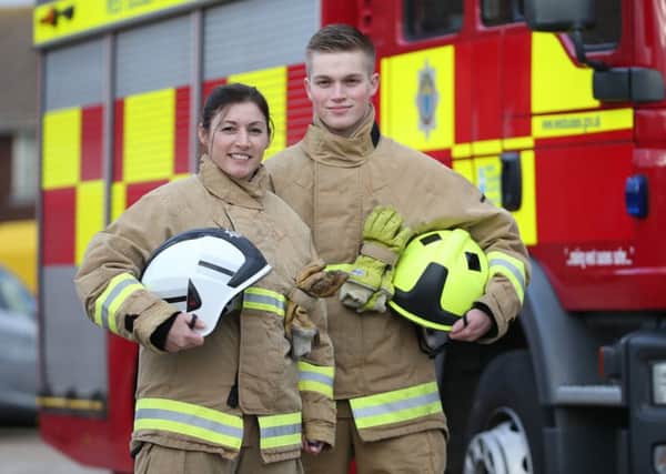 New retained firefighter Nathan Mays with his mum Amanda, watch manager. Picture: Eddie Mitchell