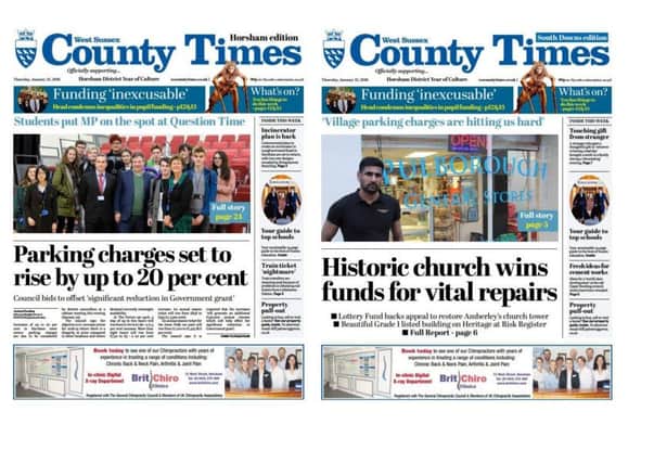 Front pages of the West Sussex County Times (Thursday January 25)