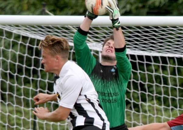 Little Common goalkeeper Matt Cruttwell scored from his own area in the 4-1 win over Selsey. Picture courtesy Derek Martin