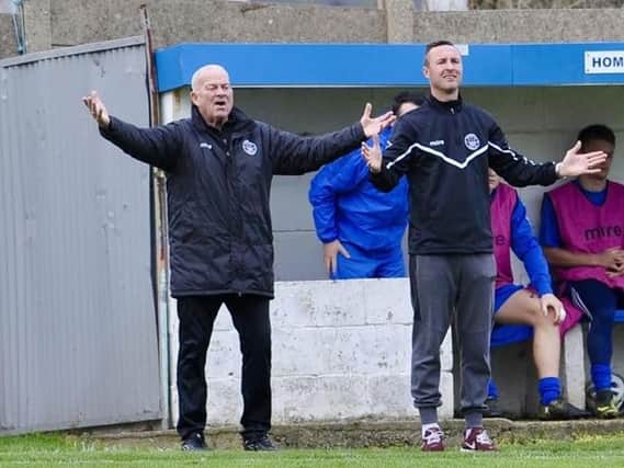 Shoreham manager Sammy Donnelly (left). Picture by Stephen Goodger