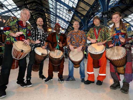 Drummers performed at last year's Fringe flash mob event at Brighton Station (Photograph: Stephen Lawrence)