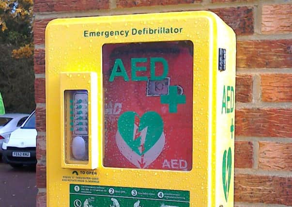The defibrillator in Burgess Hill before it was vandalised