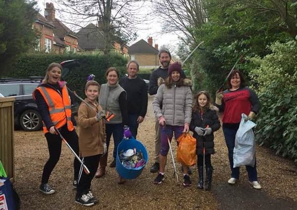 Residents taking part in the litter pick