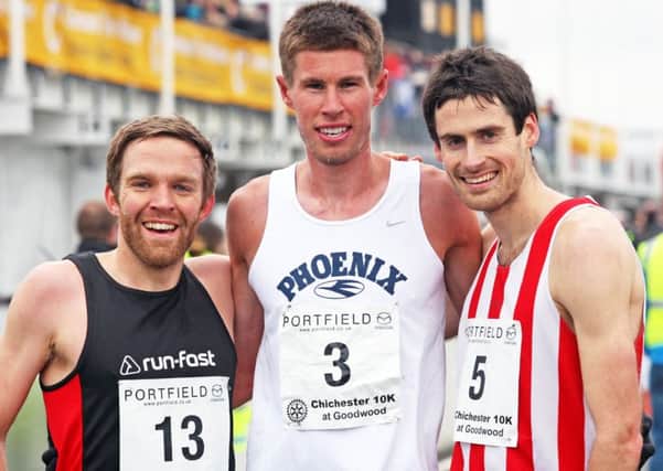 The top three finishers at last year's Chichester 10k / Picture by Derek Martin