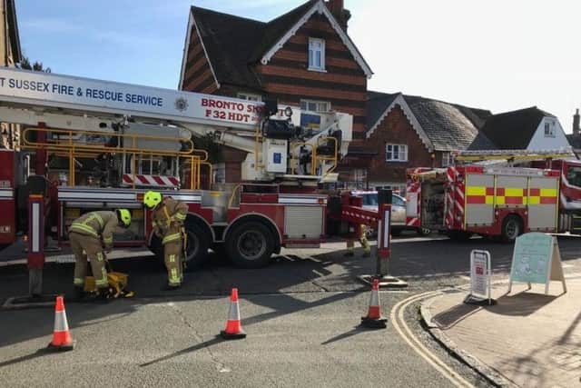 Crews from Burgess Hill attended the chimney fire in Cuckfield yesterday (January 30). Picture: Burgess Hill Fire Station