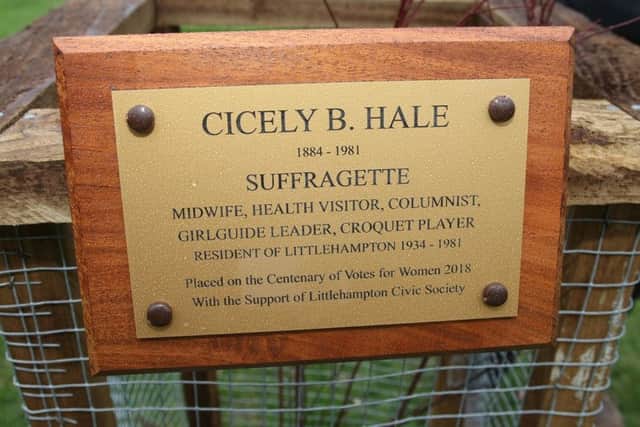 The plaque for Cicely Hale. Picture: Derek Martin