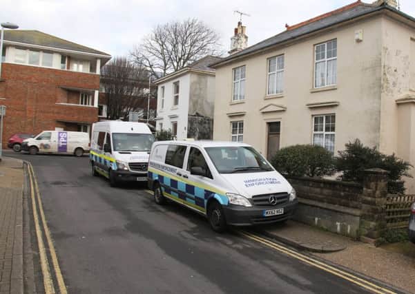 Immigration vans parked in Portland Road, Worthing