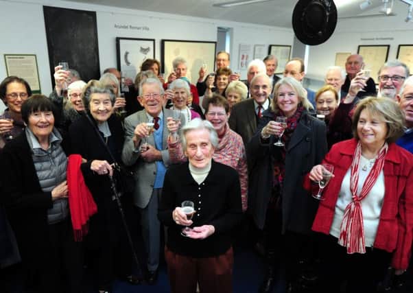 Pauline Carder, front, celebrating her 90th birthday with friends at Arundel Museum. Picture: Kate Shemilt