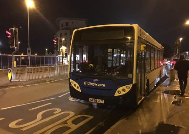 The broken down bus caused delays near Teville Gate
