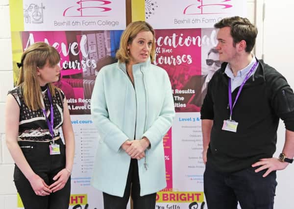 Amber Rudd at Bexhill College SUS-180502-142149001