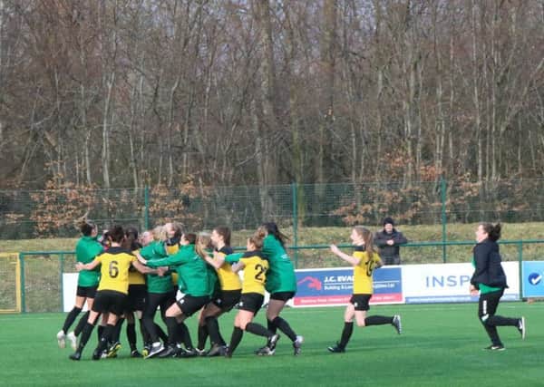 Chi City Ladies celebrate their shootout win / Picture by John Holden