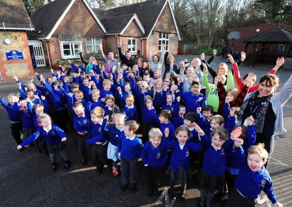 Staff and pupils at Stedham Primay delighted with  theirr Ofsted report. Photo: Kate Shemilt ks180045-2