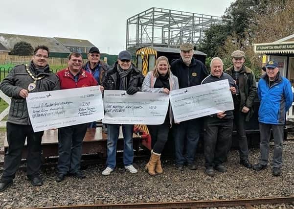 Billy with James Rushman of the Edwin James Festival Choir and Orchestra, James and Becky of the New Inn, and members of the Littlehampton Heritage Railway Association