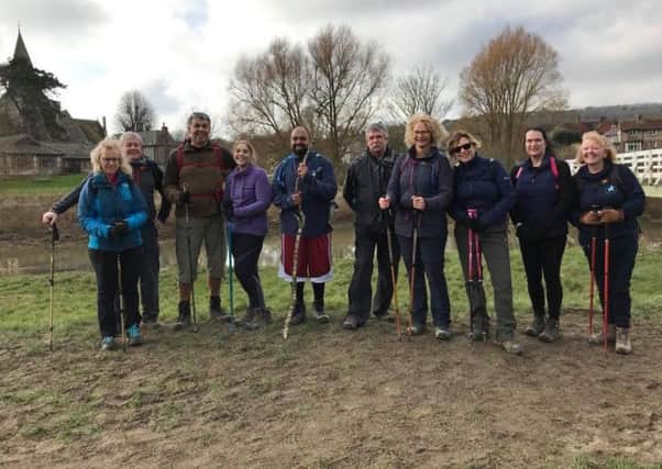 Some of the team on their recent training walk across the South Downs SUS-180226-115357001