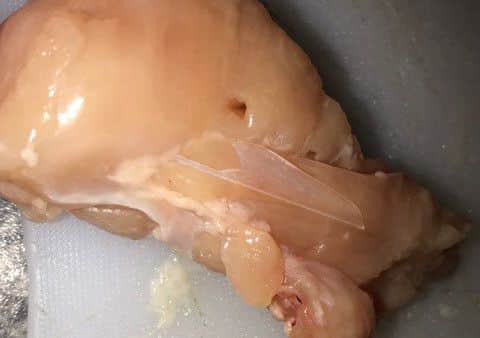 Emily Pooley found a sharp piece of plastic inside a chicken breast from Sainsbury's