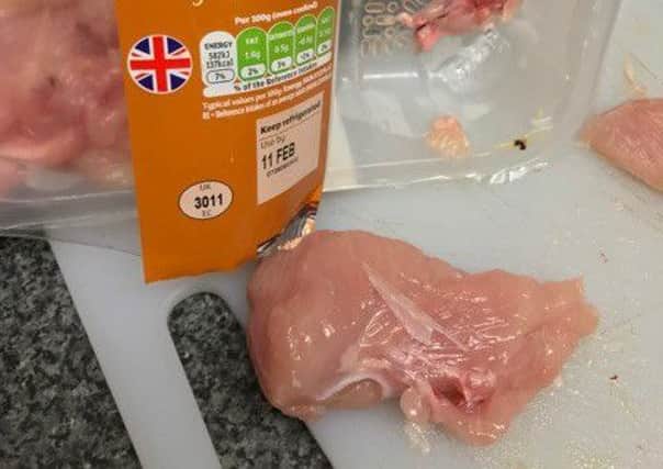 Emily Pooley found a sharp piece of plastic inside a chicken breast from Sainsbury's