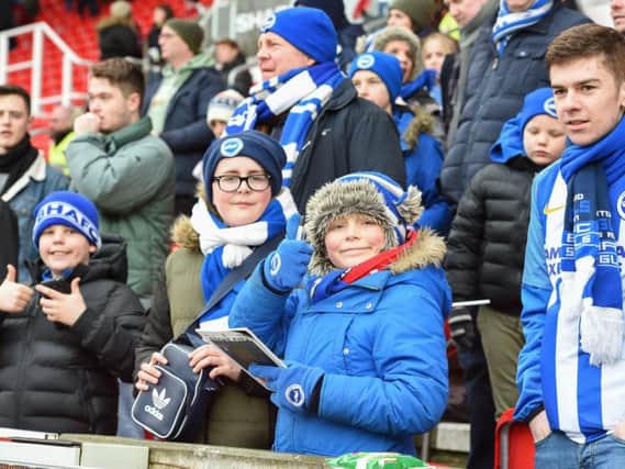 Albion fans pictured at Stoke. Picture by Phil Westlake (PW Sporting Photography)